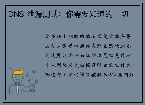 DNS 泄漏测试：你需要知道的一切 